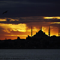 Buy canvas prints of Sunset At Istanbul with Silhouette Of The Blue Mosque by Engin Sezer