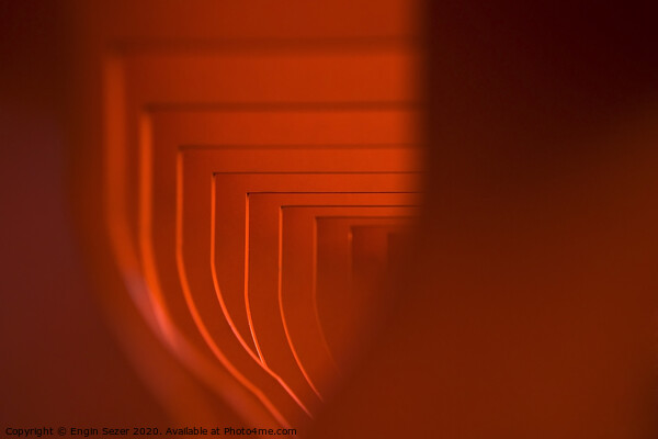 Orange Colored Abstract Tunnel Like Shapes Picture Board by Engin Sezer