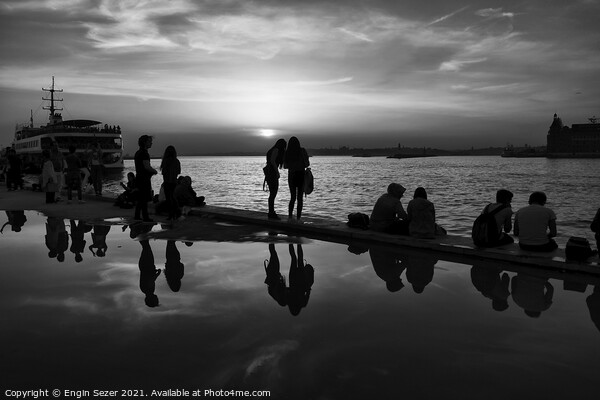 Silhouettes of some young people with beautiful re Picture Board by Engin Sezer