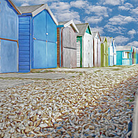 Buy canvas prints of CALSHOT BEACH HUTS by LG Wall Art