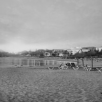 Buy canvas prints of PUERTO POLLENSA BLACK & WHITE SUNSET by LG Wall Art