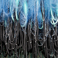 Buy canvas prints of Blue Fishing Net Abstract by Alexandra Lavizzari