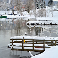 Buy canvas prints of Lac de Joux In Winter by Alexandra Lavizzari