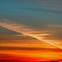 Buy canvas prints of Contrail at sunset by Rory Hailes