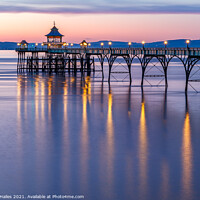 Buy canvas prints of Clevedon Pier after sunset by Rory Hailes