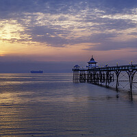 Buy canvas prints of Clevedon Pier with vessel heading to Bristol docks by Rory Hailes