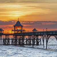 Buy canvas prints of Clevedon Pier with the sun behind the pagoda by Rory Hailes