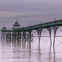 Buy canvas prints of Clevedon Pier on a calm and misty morning by Rory Hailes
