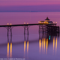 Buy canvas prints of Clevedon Pier on a pinkish evening by Rory Hailes