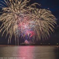 Buy canvas prints of Clevedon Pier Coronation Fireworks 08 by Rory Hailes