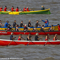 Buy canvas prints of Clevedon Pilot Gig Regatta 2023 on the start line ready to go by Rory Hailes