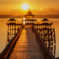 Buy canvas prints of Clevedon Pier with a golden reflection by Rory Hailes