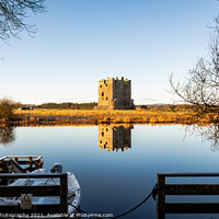 Buy canvas prints of The boat crossing at Threave Castle, reflecting on the River Dee by SnapT Photography