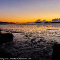 Buy canvas prints of A golden sunset reflecting over the mudflats of Kirkcudbright Bay in winter by SnapT Photography