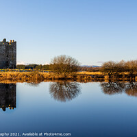 Buy canvas prints of Landscape of Threave Island and Castle reflecting on the River Dee in winter by SnapT Photography