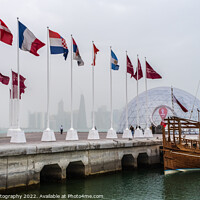 Buy canvas prints of Flags at the 'Way to the World Cup' on the Corniche Promenade, Doha, Qatar by SnapT Photography