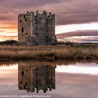 Buy canvas prints of Winter sunset over Threave Castle, reflecting on the River Dee, Scotland by SnapT Photography