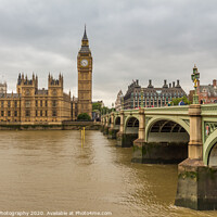 Buy canvas prints of Big Ben by Westminster Bridge and the River Thames on a cloudy day in London by SnapT Photography