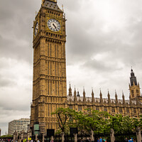 Buy canvas prints of Big Ben tower clock in central London on a cloudy summers day in London by SnapT Photography