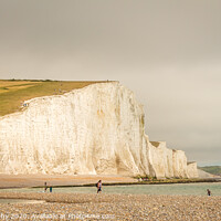 Buy canvas prints of Dramatic white cliffs and beach at Cuckmere Haven, by SnapT Photography