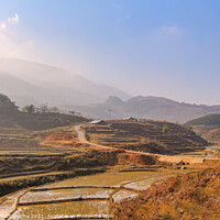 Buy canvas prints of Sun rise over a river valley and rice paddy in Sapa, Vietnam by SnapT Photography