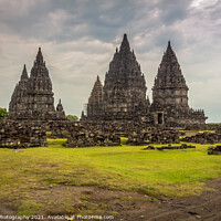 Buy canvas prints of Prambanan hindu temple on a cloudy evening in Yogyakarta, Indonesia by SnapT Photography