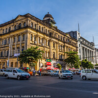 Buy canvas prints of Lokanant Galleries Colonial Building on Pansodan Street in central Yangon by SnapT Photography