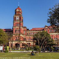 Buy canvas prints of The red brick Yangon High Court colonial building, at Maha Bandula Garden by SnapT Photography