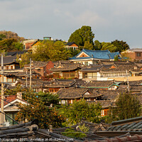 Buy canvas prints of The Korean architechture in the roof tops of Bukchon Hanok Village in Seoul by SnapT Photography
