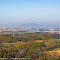 Buy canvas prints of North Korea at the DMZ on a sunny, misty autumn morning, Paju, South Korea by SnapT Photography