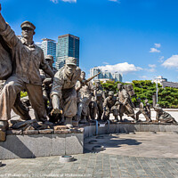 Buy canvas prints of Statue of South Korean war soldiers at the War Memorial of Korea Museum, Seoul by SnapT Photography