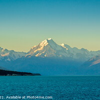 Buy canvas prints of A view of Mount Cook at sunset from the shore at Lake Pukaki by SnapT Photography