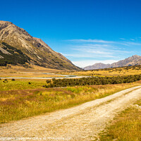 Buy canvas prints of A track in the upper Ahuriri River valley on a sunny summers day by SnapT Photography