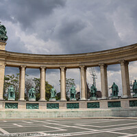 Buy canvas prints of Heroes Square on a cloudy summers day in Budapest, Hungary by SnapT Photography