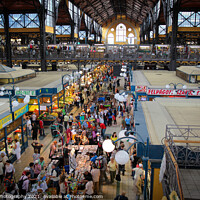 Buy canvas prints of A view overlooking the central market hall in Budapest on a summers day by SnapT Photography