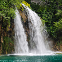Buy canvas prints of A waterfall flowing into a lake at Plitvice Lakes, Unesco world heritage site by SnapT Photography