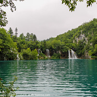 Buy canvas prints of Water flowing over a series of waterfalls into a lake at Plitvice Lakes, Croatia by SnapT Photography