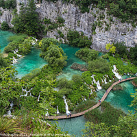 Buy canvas prints of A view over a series of lakes and waterfalls at Plitvice Lakes, Croatia by SnapT Photography