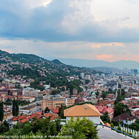 Buy canvas prints of A view over Sarajevo at sunset by SnapT Photography