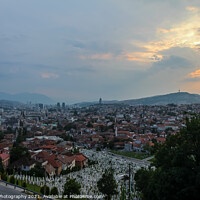 Buy canvas prints of A view over the Soldier Cemetery (sehidsko mezarje Kovaci) and Sarajevo by SnapT Photography