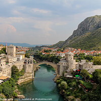Buy canvas prints of The Old Bridge in Mostar across the Neretva River by SnapT Photography