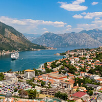 Buy canvas prints of A view down the fjord at Kotor Bay, beside the old town in Kotor, Montenegro by SnapT Photography