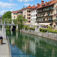 Buy canvas prints of The Ljublijanica River and central Ljubljana on a summers day by SnapT Photography