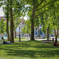 Buy canvas prints of The park at Congress Square in the center of Ljubljana on a summer day, Slovenia by SnapT Photography