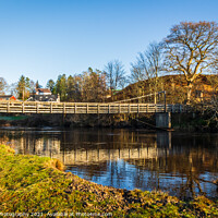 Buy canvas prints of Boat Weil Wooden Suspension Bridge reflecting over the Water of Ken, Scotland by SnapT Photography