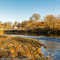 Buy canvas prints of Winter scene on a scottish River, the Water of Ken, with a suspension bridge by SnapT Photography