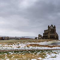 Buy canvas prints of Whitby Abbey in the Snow  by Michael Copestake