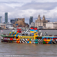 Buy canvas prints of Mersey Ferry Snowdrop with the famous Liverpool Waterfront in the background  by Phil Longfoot