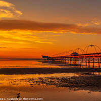 Buy canvas prints of Golden skies over Southport Pier  by Phil Longfoot