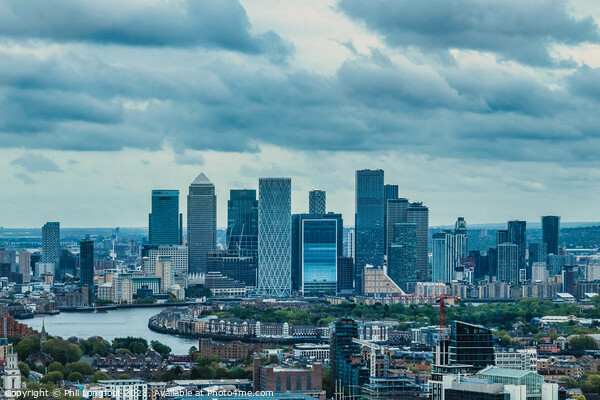 View from Sky Garden London towards Canary Wharf  Picture Board by Phil Longfoot